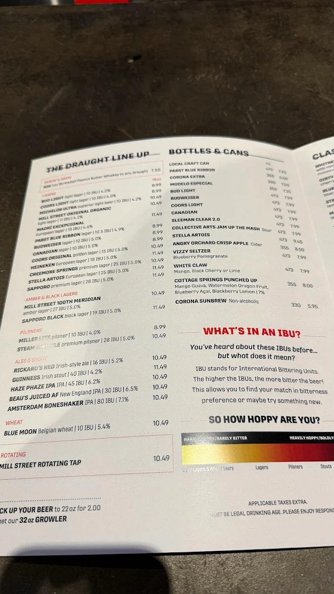 Menu, Jack's Hunt Club
