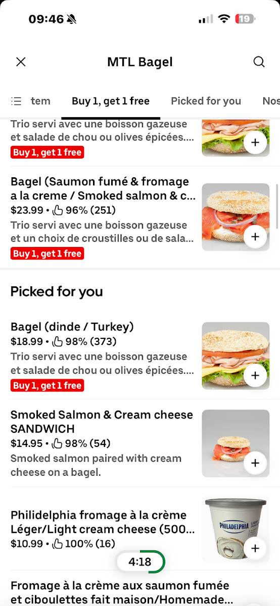Menu, M.T.L. Bagel