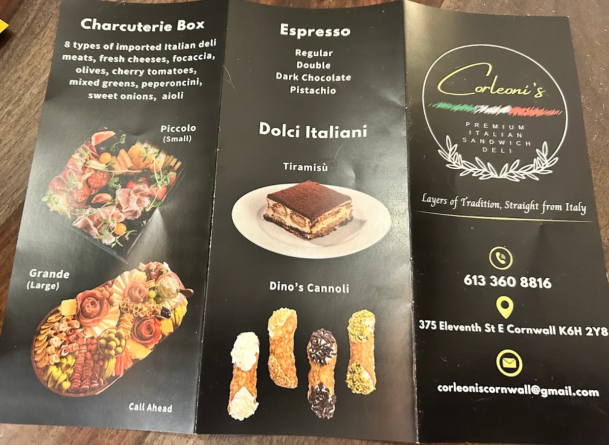 Menu, Corleoni's