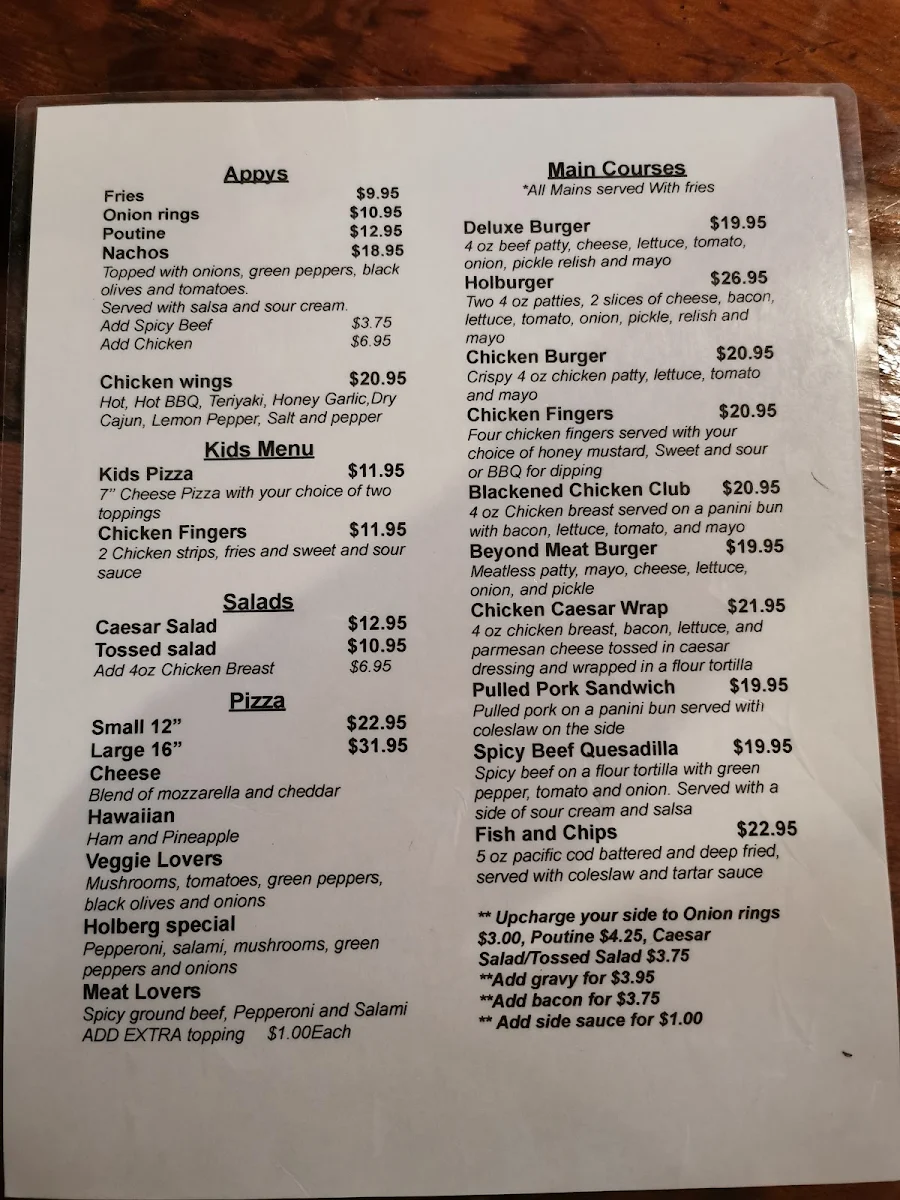 Menu, Scarlet Ibis Restaurant & Cabin Rentals