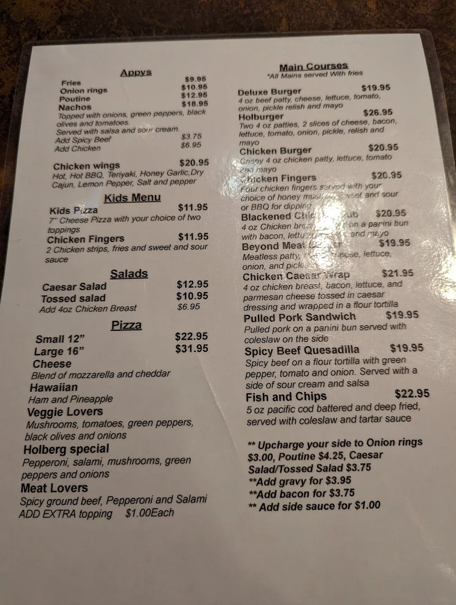 Menu, Scarlet Ibis Restaurant & Cabin Rentals