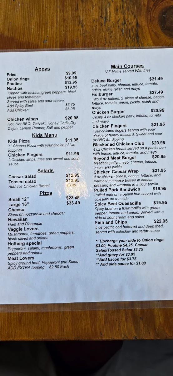 Menu, Scarlet Ibis Restaurant & Cabin Rentals