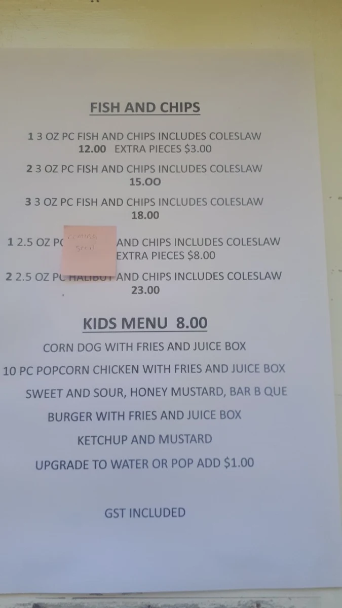 Menu, The Beach Hut