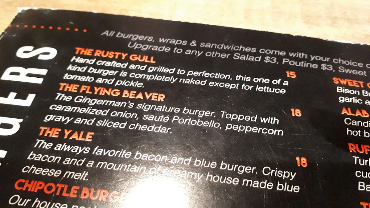 Menu, The Gingerman Social Eatery