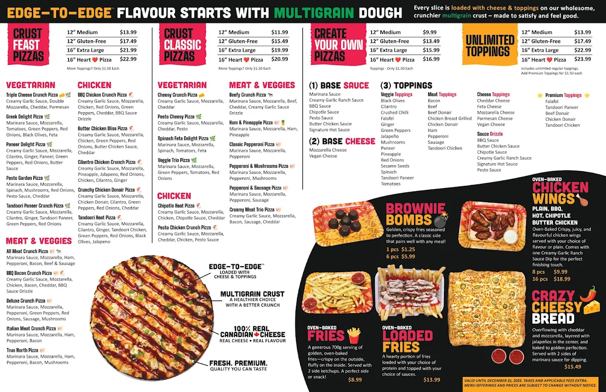 Menu, CRUST N CRUNCH