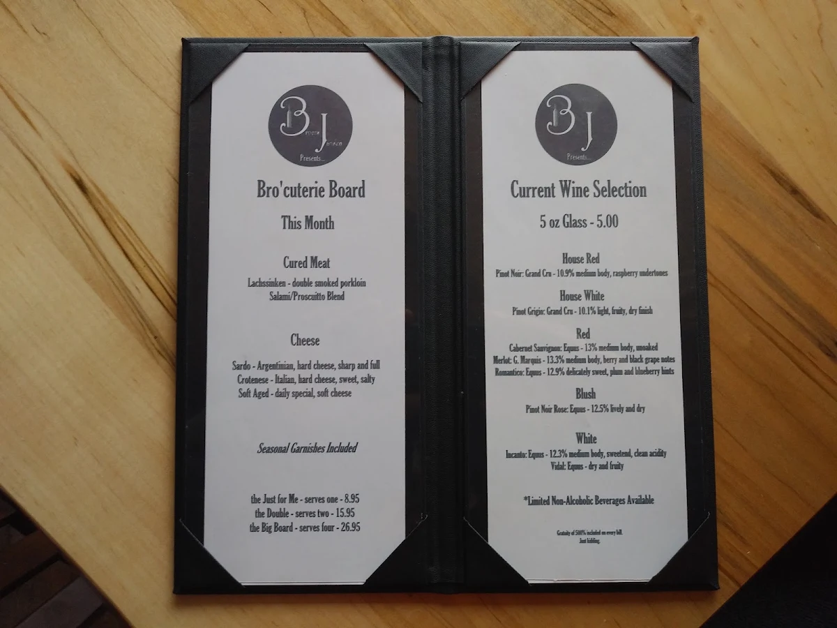 Menu, Broers Jansen Wine Bar