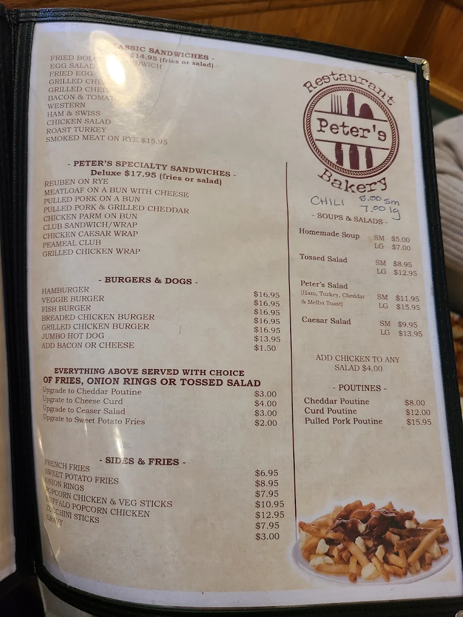 Menu, Peter's Family Fare Restaurant