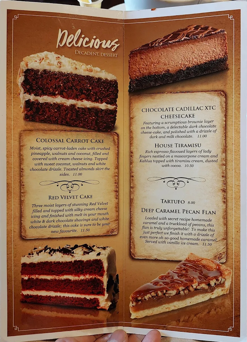 Menu, Carmelina Restaurant
