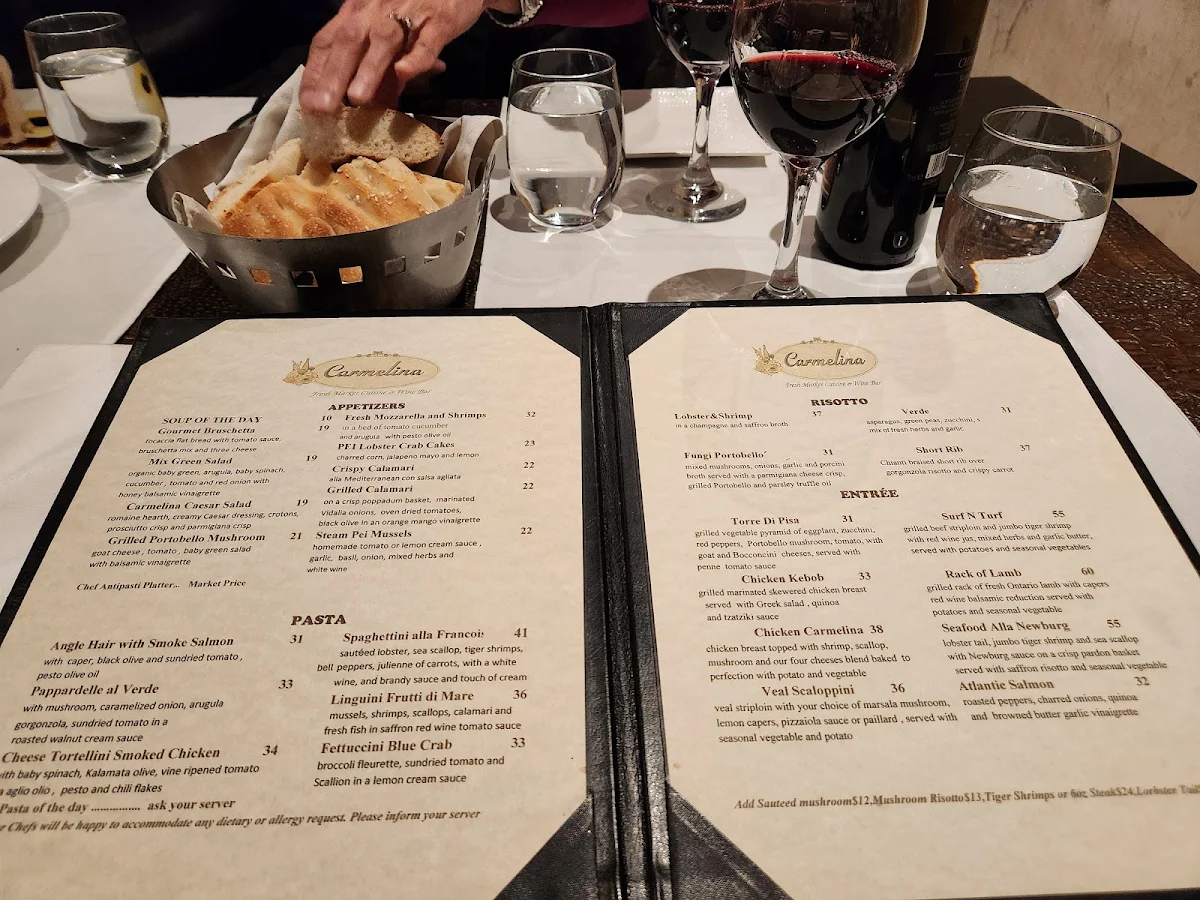 Menu, Carmelina Restaurant