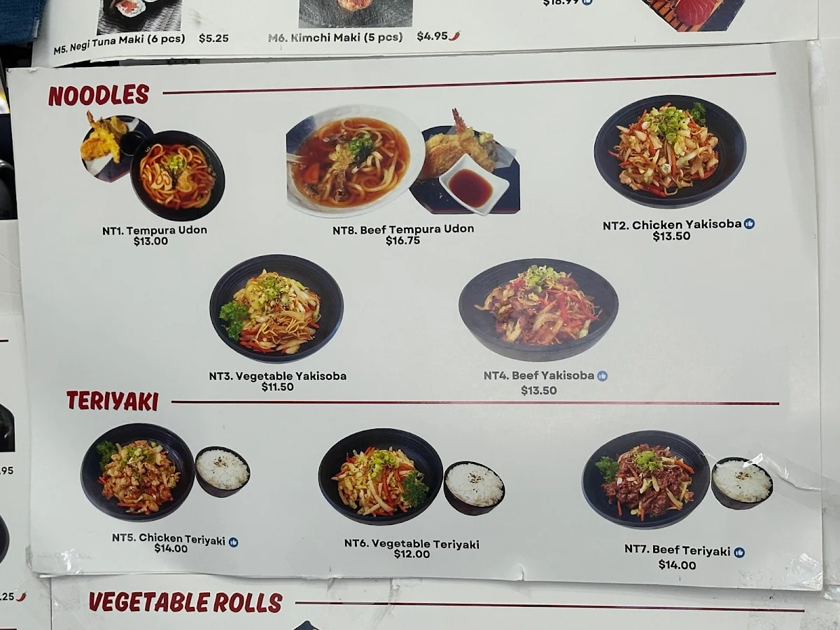 Menu, Sushi Hon