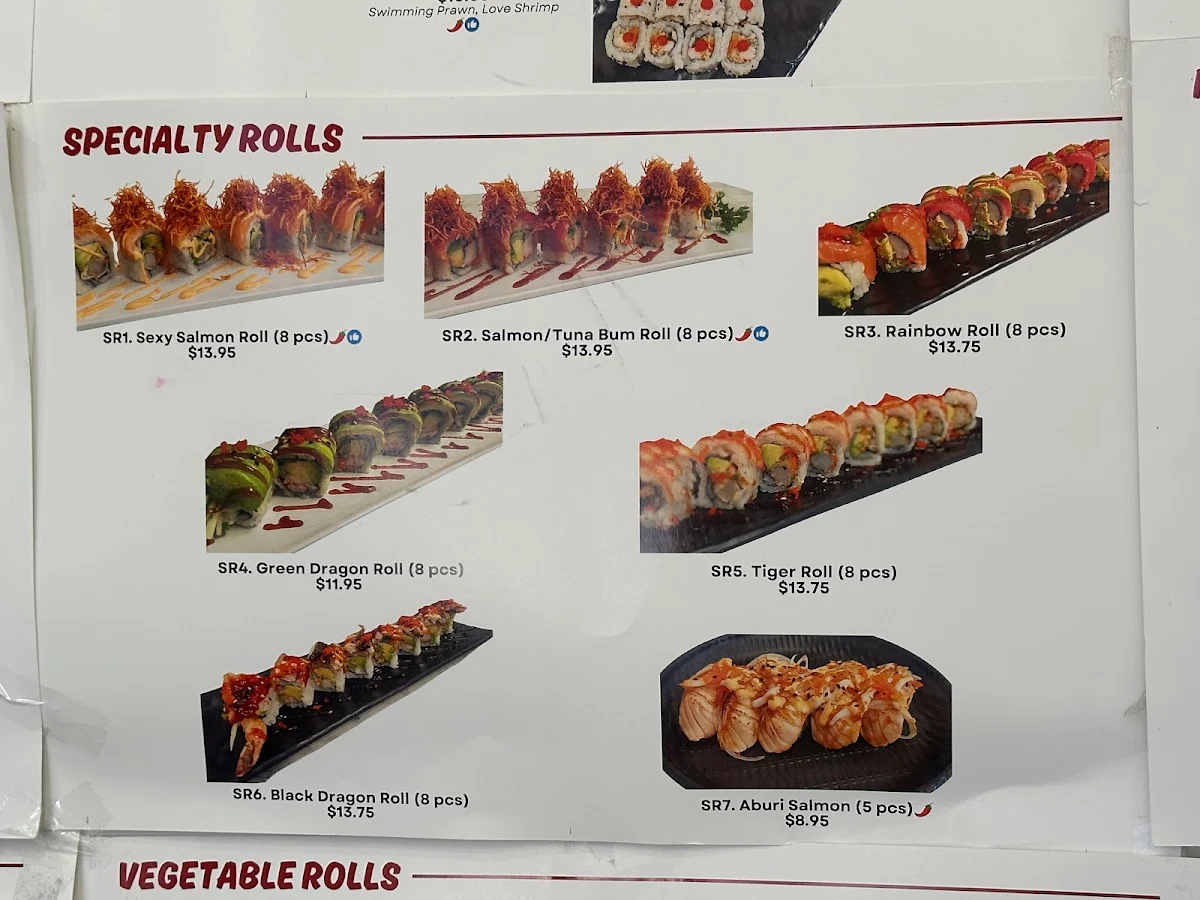 Menu, Sushi Hon