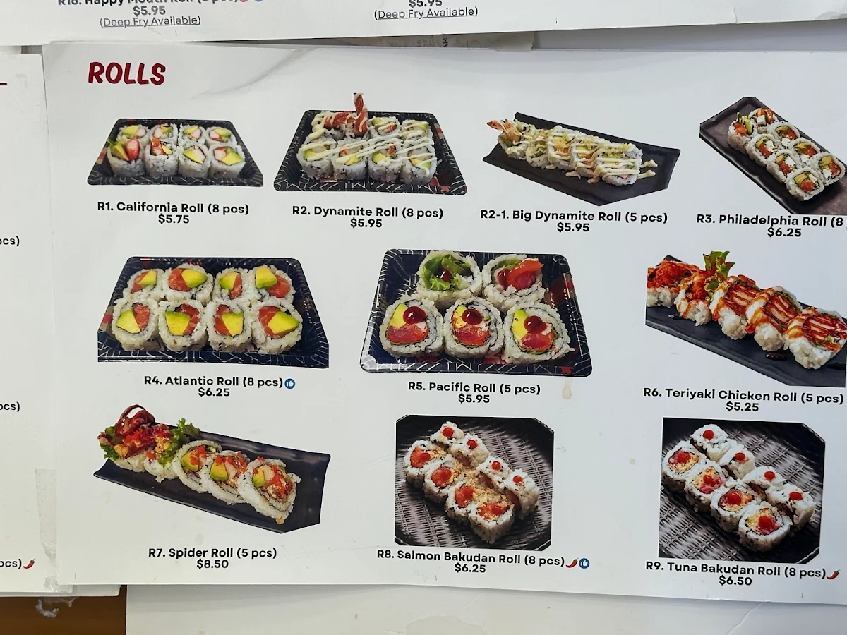 Menu, Sushi Hon