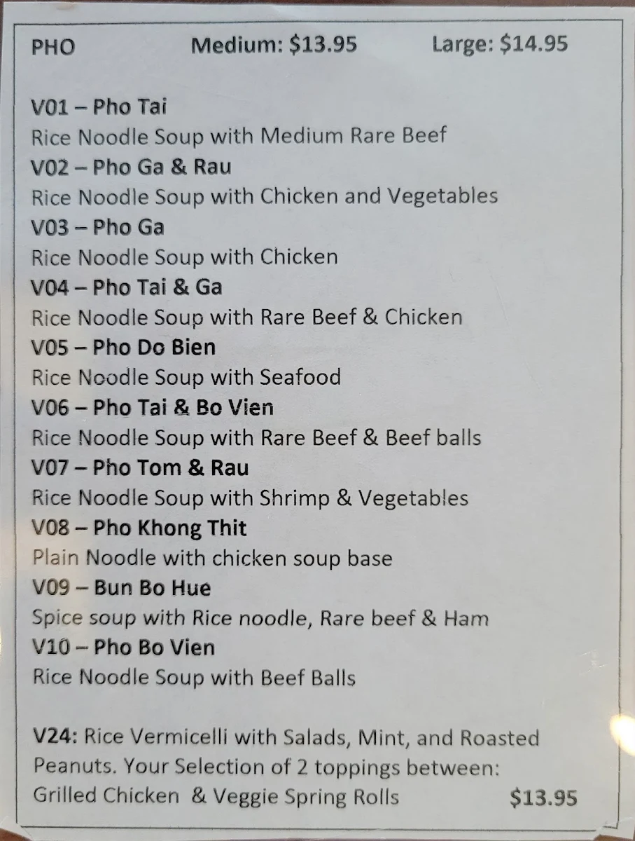 Menu, Phuket Royal