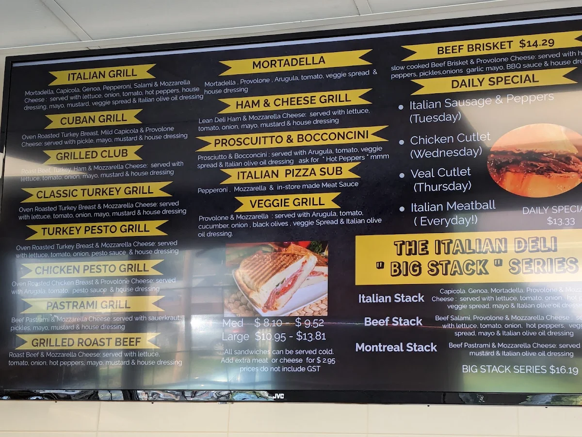 Menu, D'Amore Italian Deli