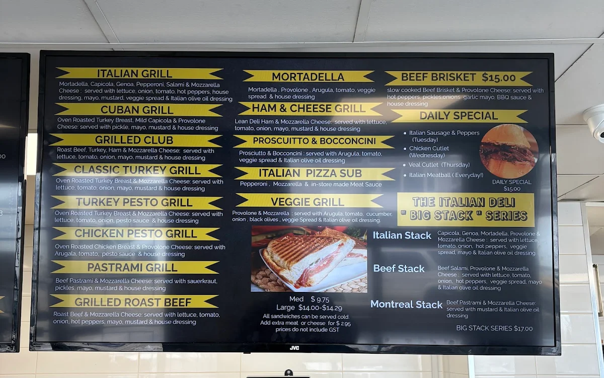 Menu, D'Amore Italian Deli