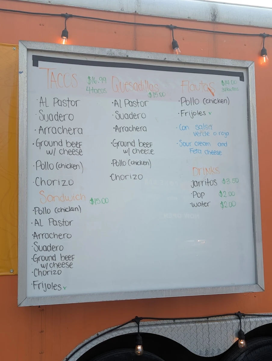 Menu, Tacos Los Bandidos