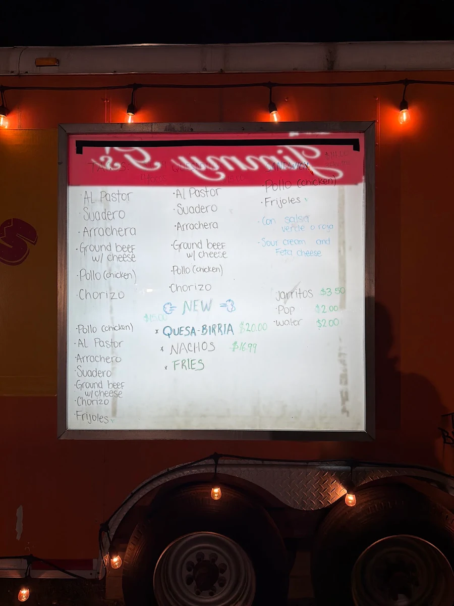 Menu, Tacos Los Bandidos