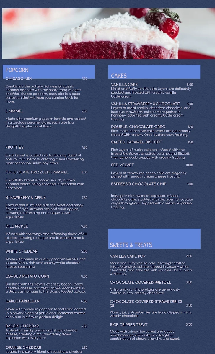 Menu, Zena Cafe