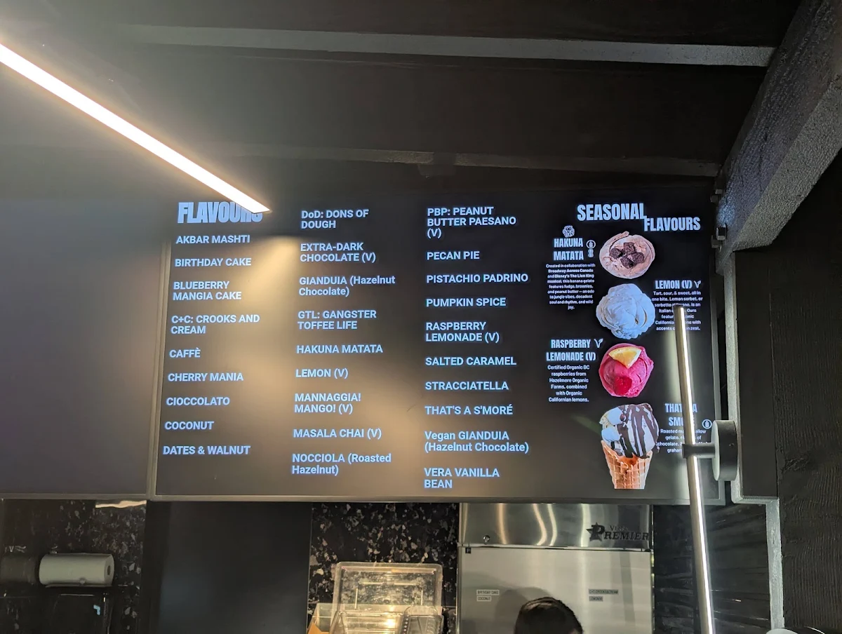 Menu, Dolce Amore - Burnaby