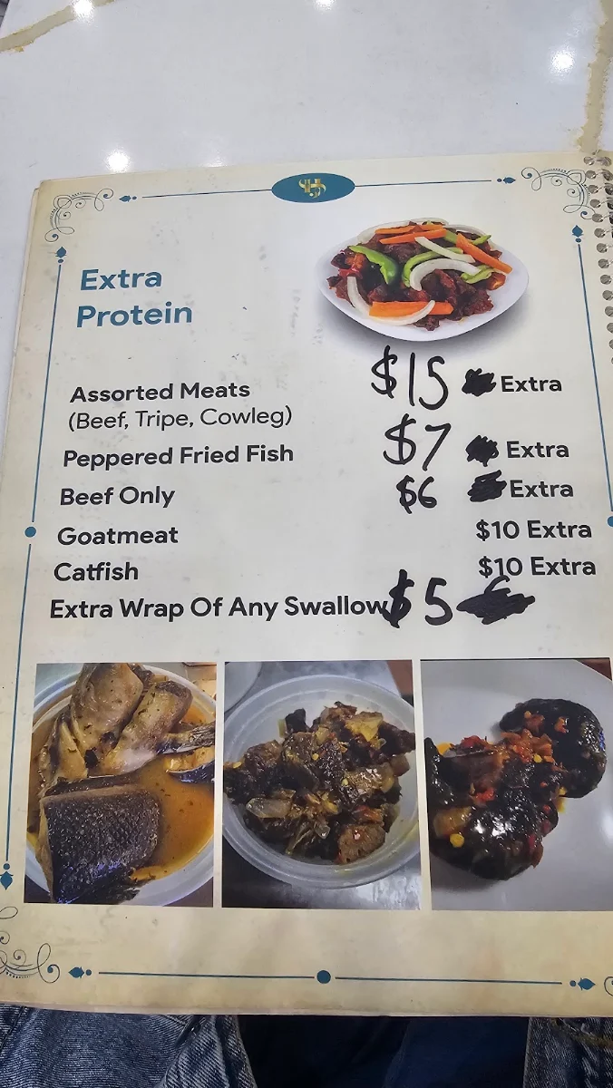 Menu, HENRY JOLLOF SCARBOROUGH RESTAURANT