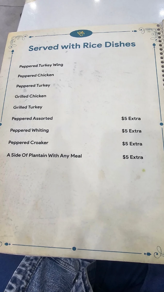 Menu, HENRY JOLLOF SCARBOROUGH RESTAURANT