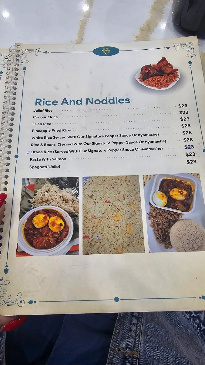 Menu, HENRY JOLLOF SCARBOROUGH RESTAURANT