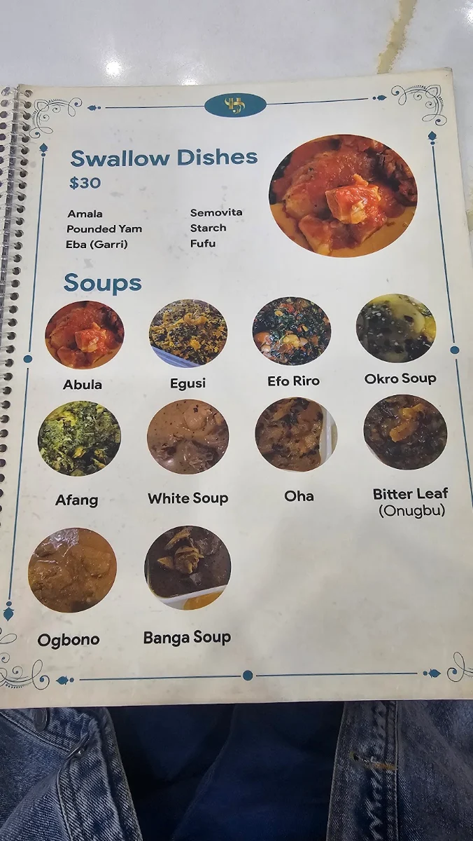Menu, HENRY JOLLOF SCARBOROUGH RESTAURANT