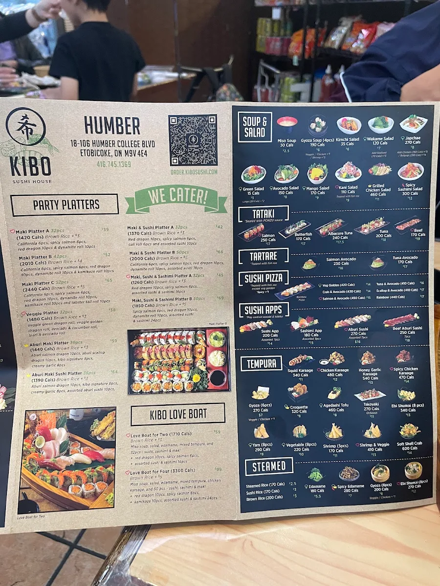 Menu, Kibo Sushi House - Humber