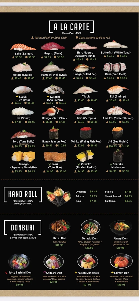 Menu, Kibo Sushi House - Humber
