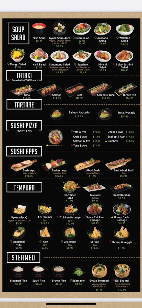 Menu, Kibo Sushi House - Humber