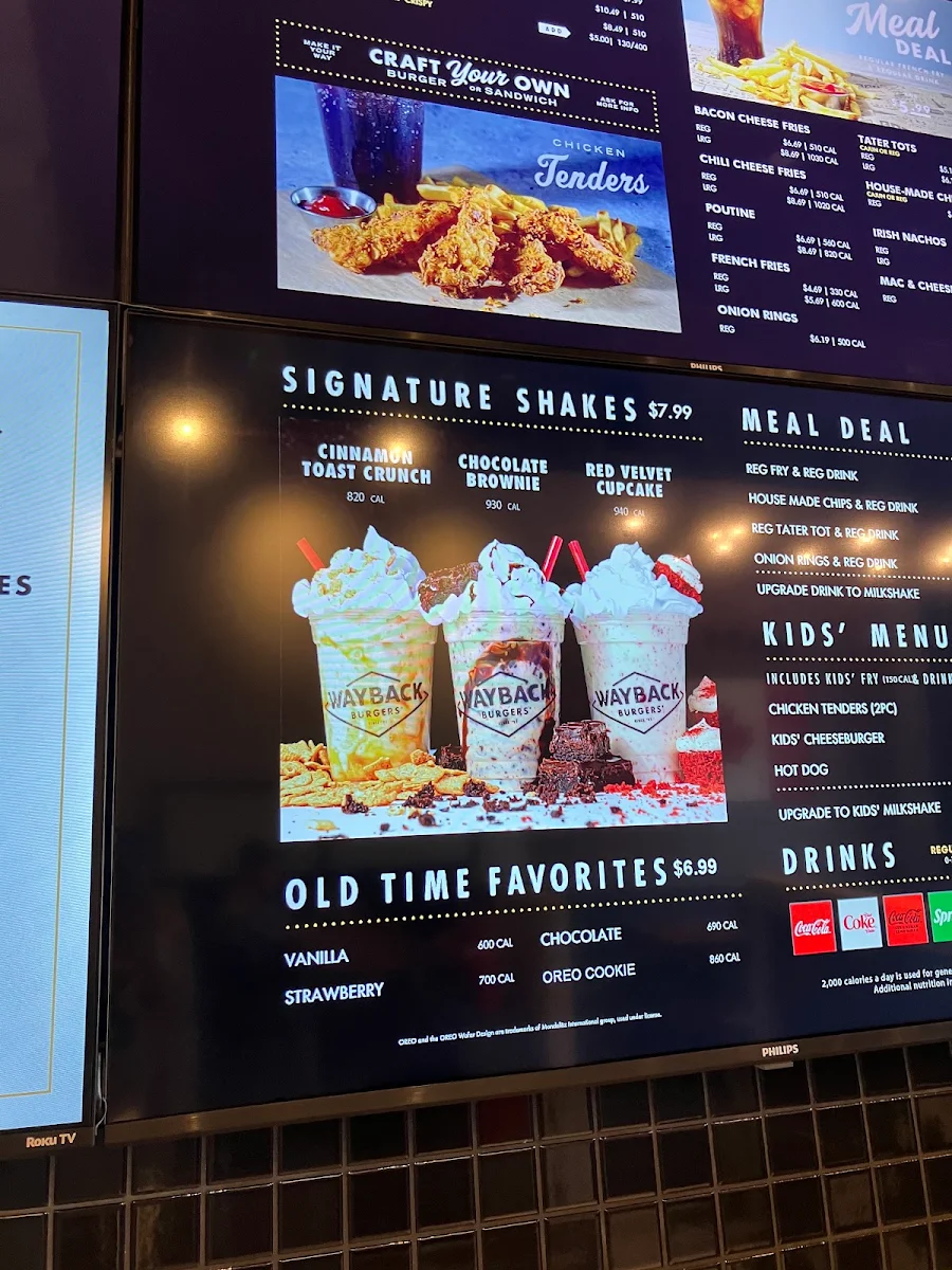 Menu, Wayback Burgers