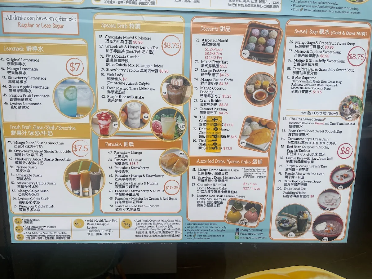 Menu, Mango Yummy