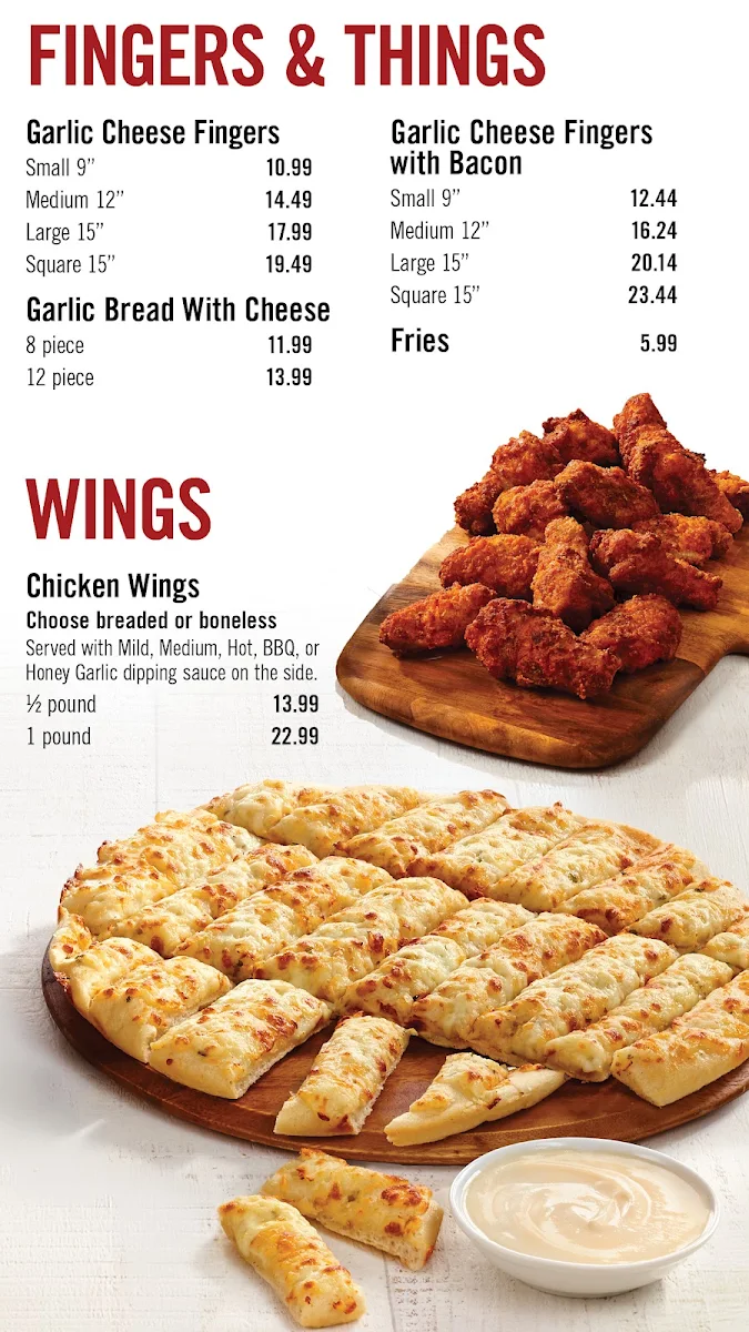 Menu, Pizza Delight