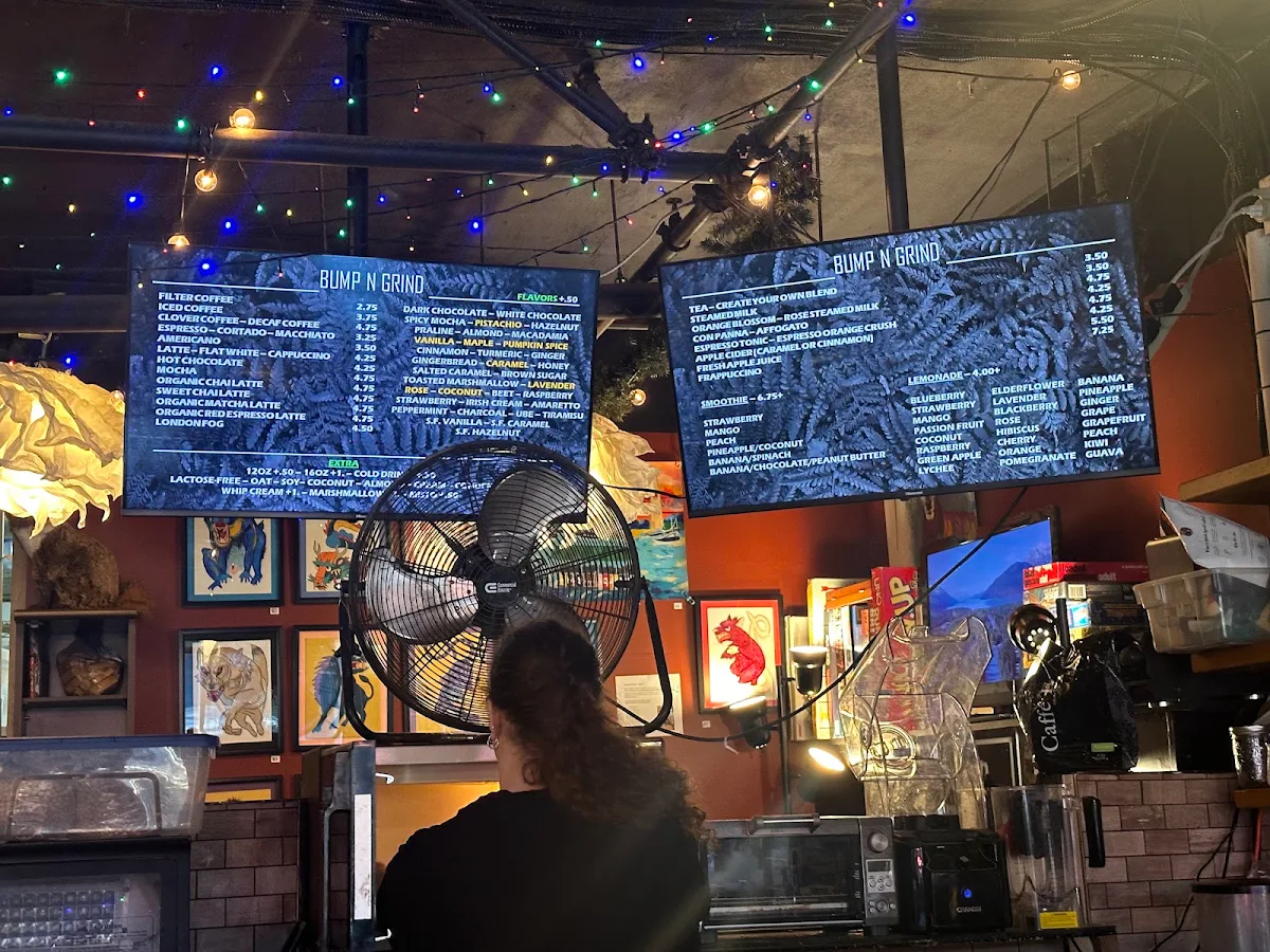 Menu, Bump N Grind Cafe