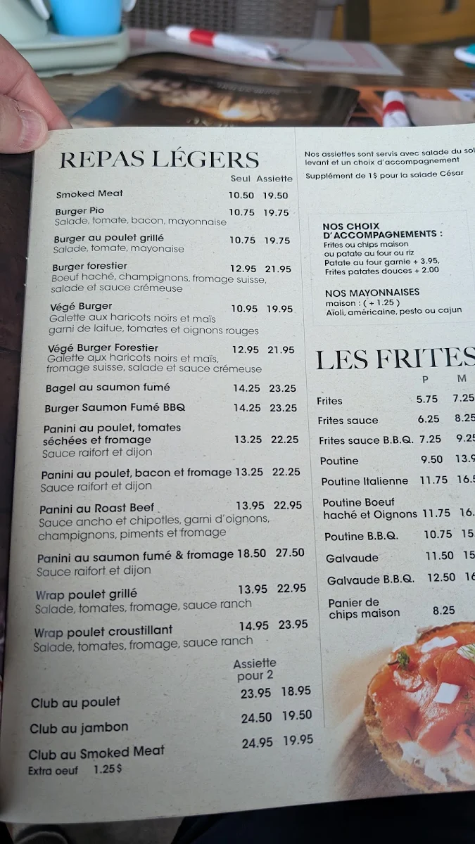 Menu, Auberge au Soleil Levant