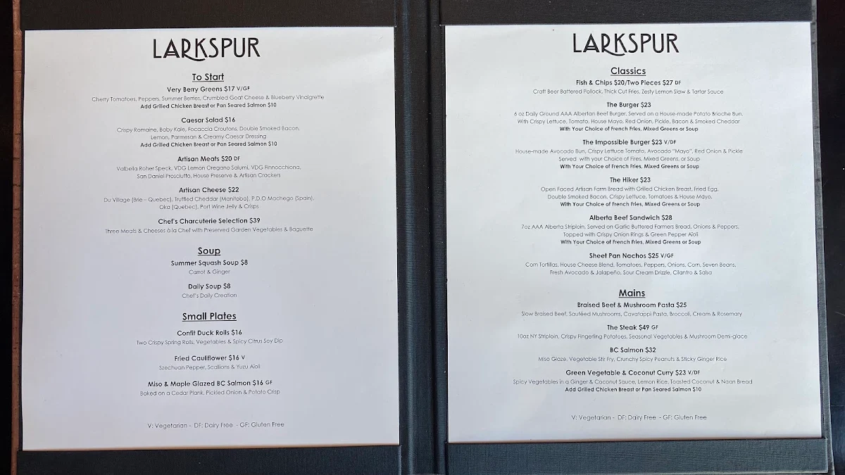 Menu, Rimrock Social