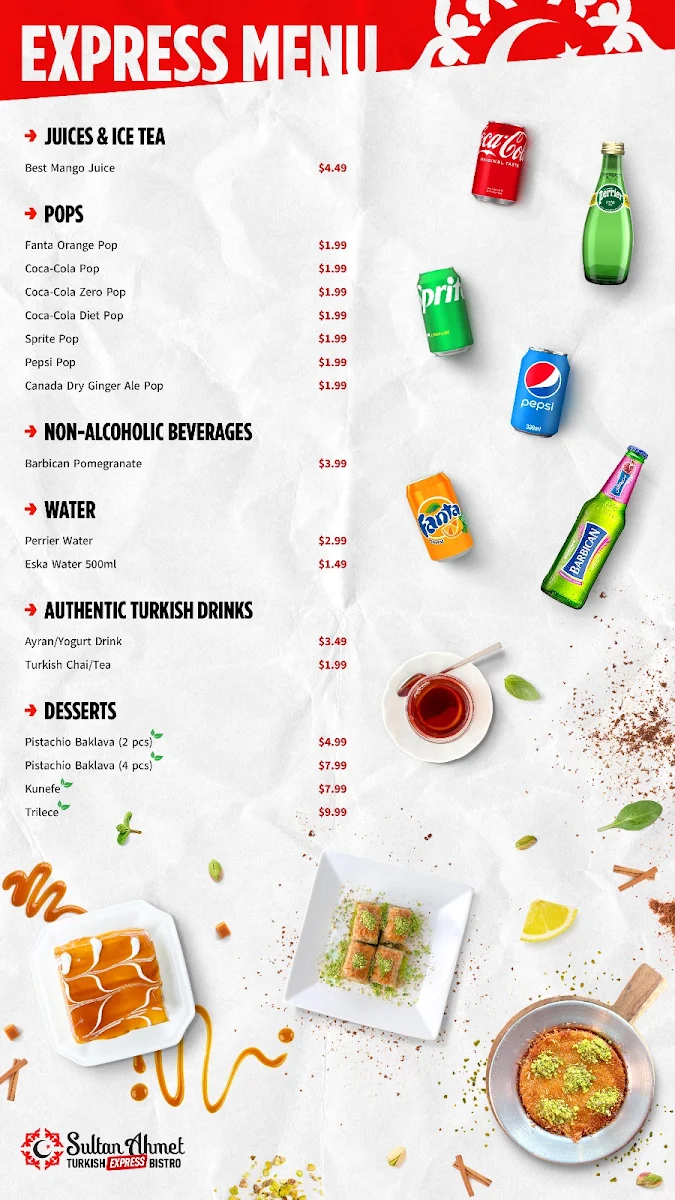 Menu, Sultan Ahmet Express Turkish Bistro (Dine-In/Take Out)