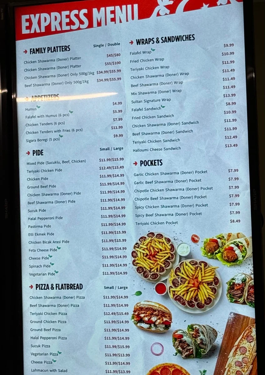 Menu, Sultan Ahmet Express Turkish Bistro (Dine-In/Take Out)