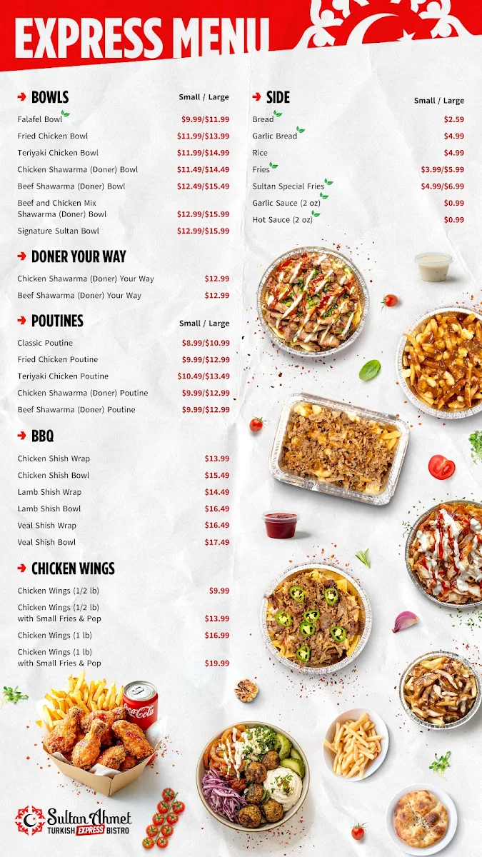 Menu, Sultan Ahmet Express Turkish Bistro (Dine-In/Take Out)