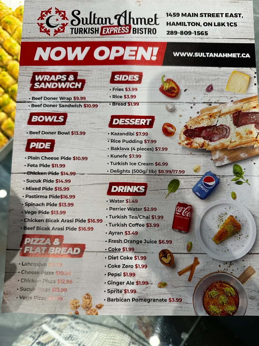 Menu, Sultan Ahmet Express Turkish Bistro (Dine-In/Take Out)