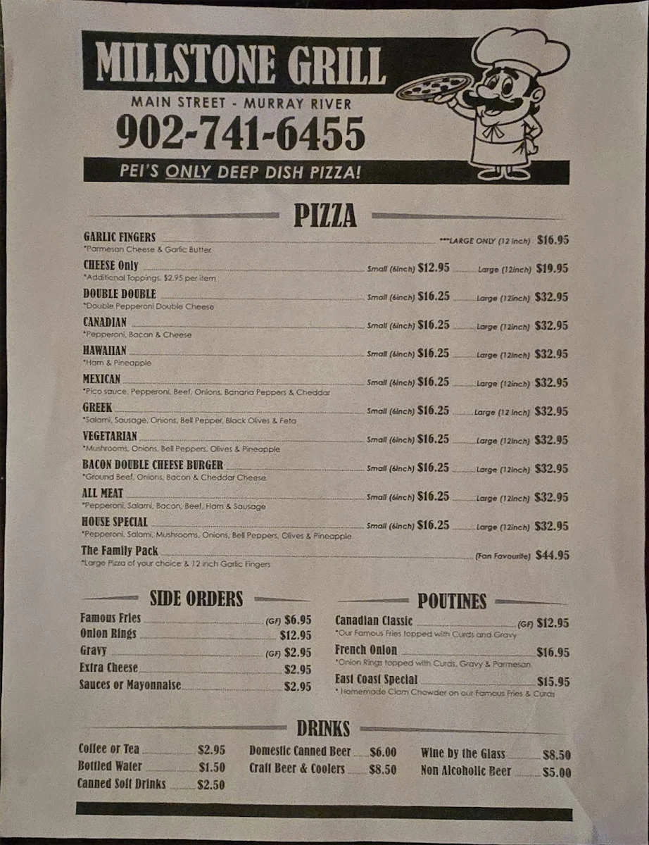 Menu, Millstone Grill