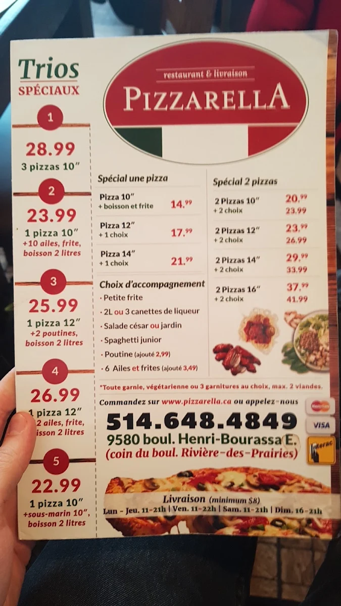 Menu, Restaurant Pizzarella