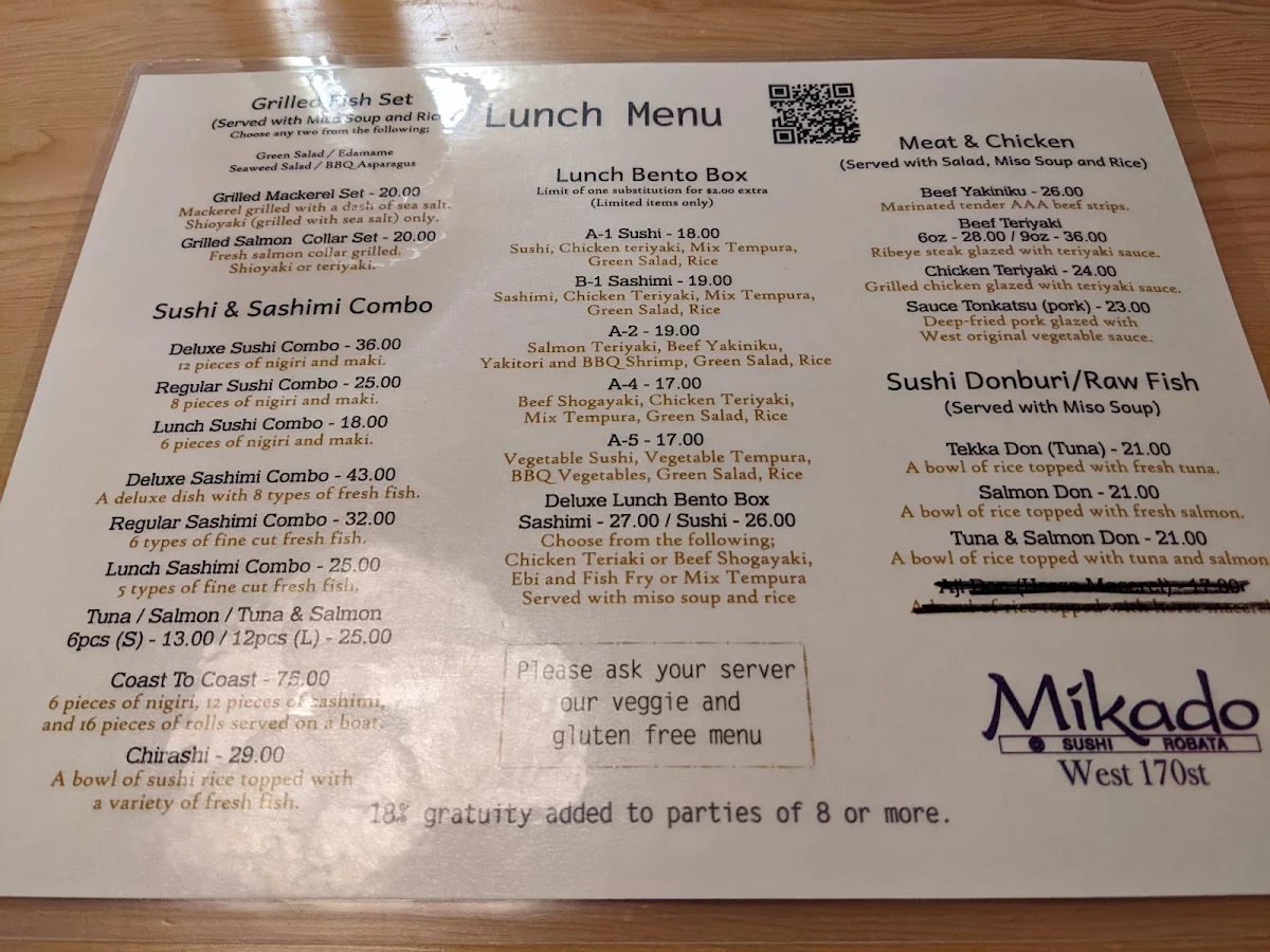 Menu, Mikado Westside