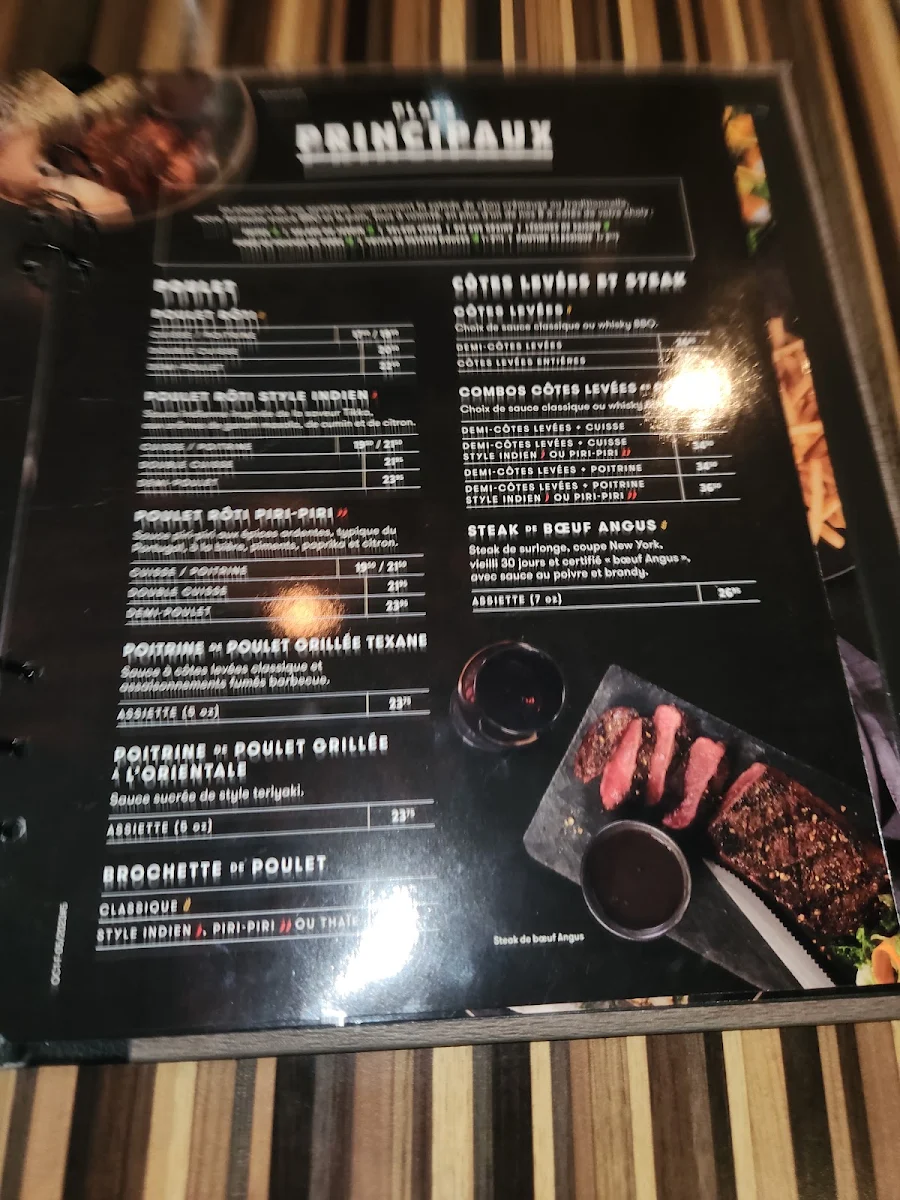Menu, Rôtisserie St-Hubert