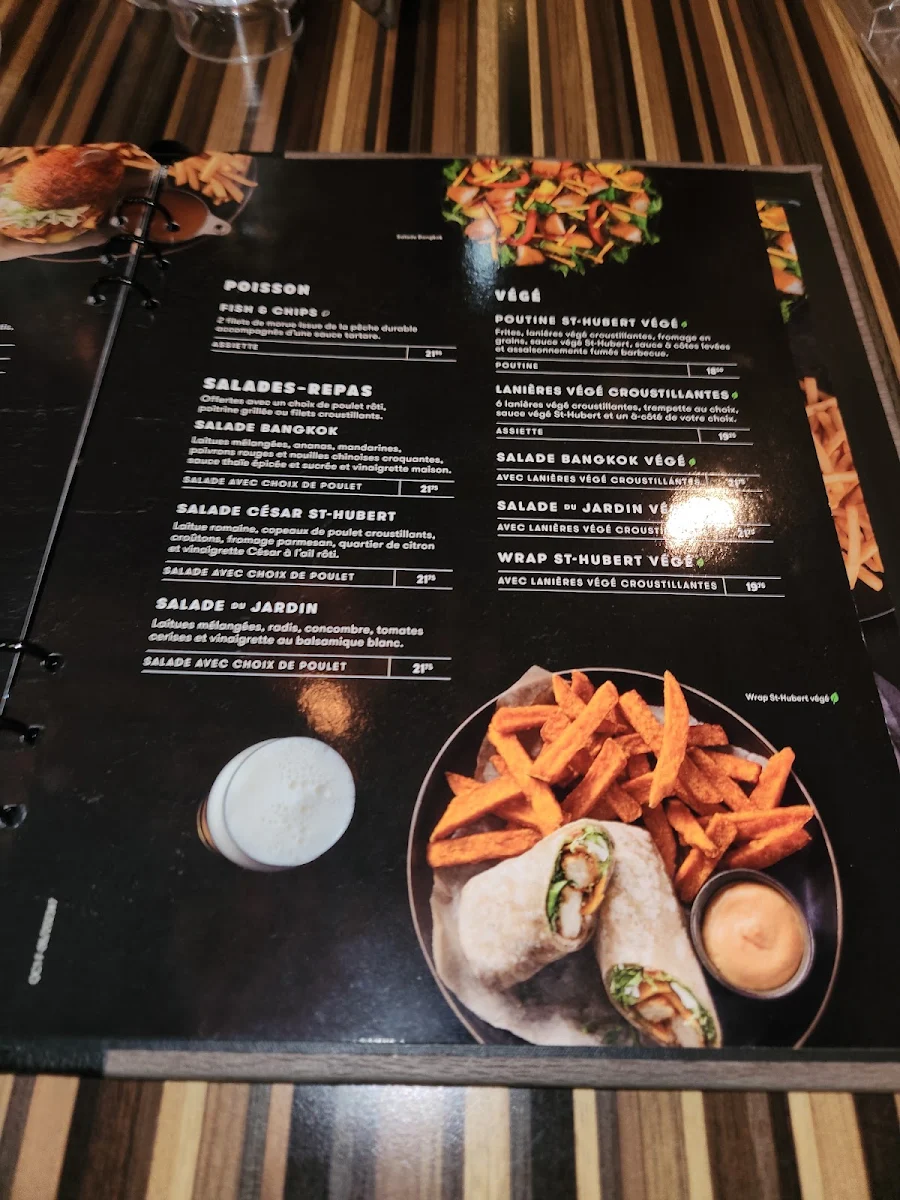 Menu, Rôtisserie St-Hubert