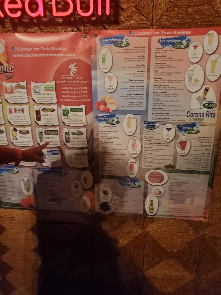 Menu, Coconut Bar