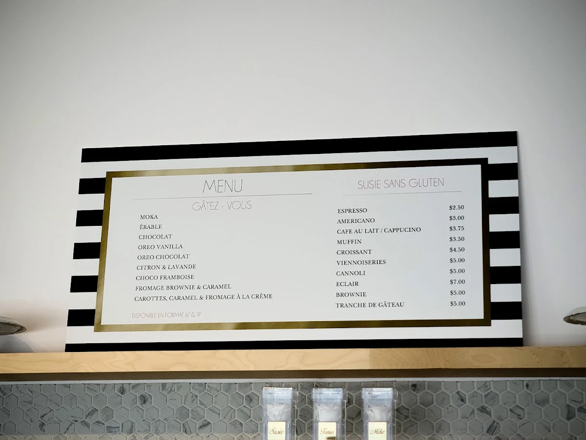 Menu, Susie Sans Gluten Laval