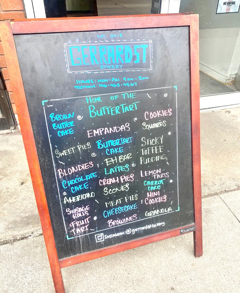Menu, Gerrard St. Bakery