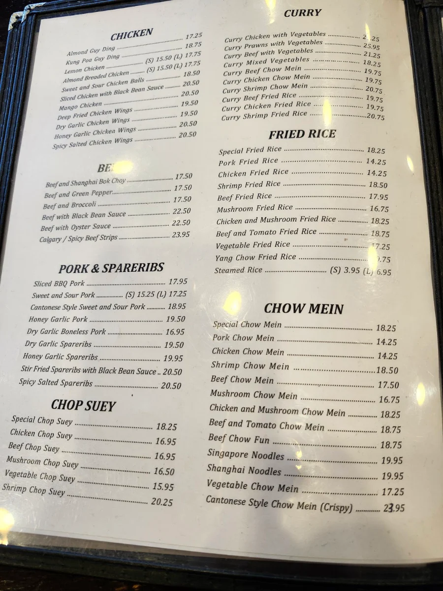 Menu, Fortune Palace Restaurant