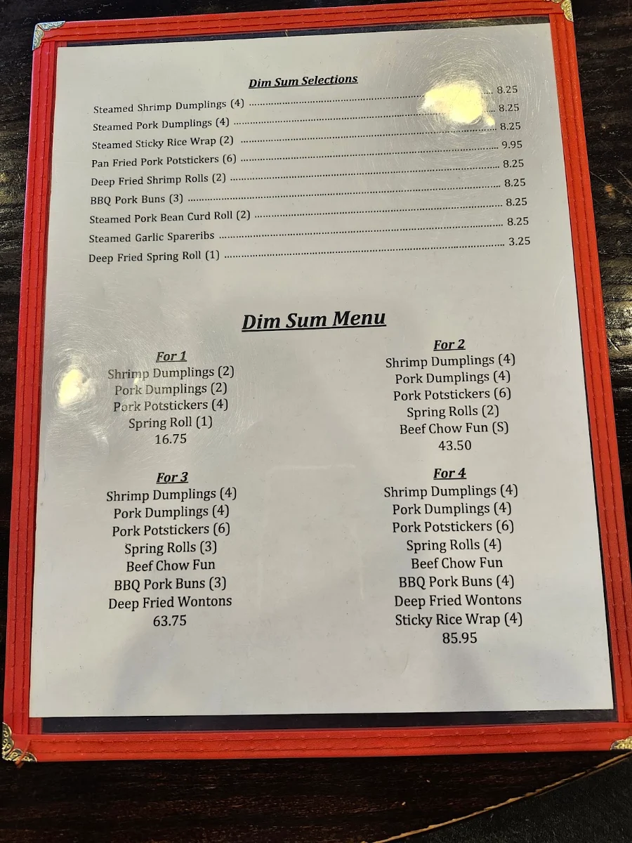Menu, Fortune Palace Restaurant